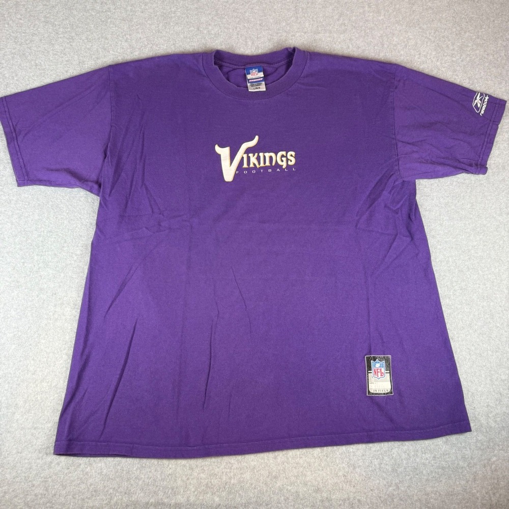 Vintage Reebok Minnesota Vikings T Shirt Mens Large Purple NFL Team Apparel